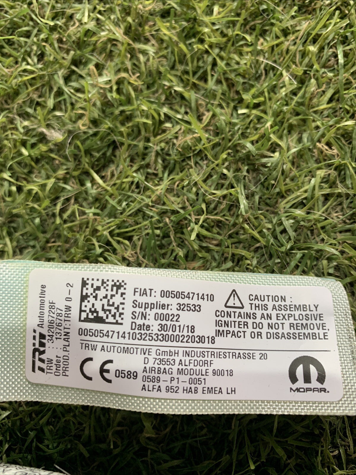 00505471410 AIRBAG A TENDINA LATERALE SINISTRO GUIDA ALFA ROMEO Giulia