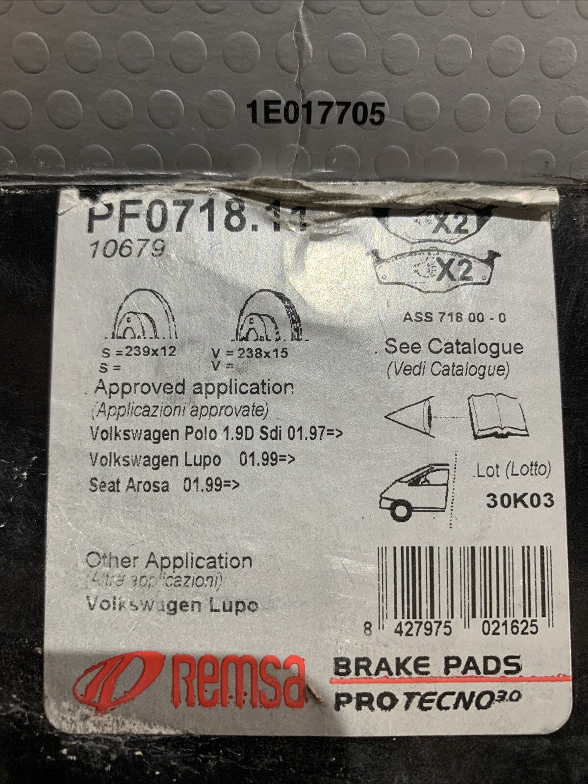 Kit Pastiglie Freno Remsa Volkswagen Polo Dal 97 8427975021625