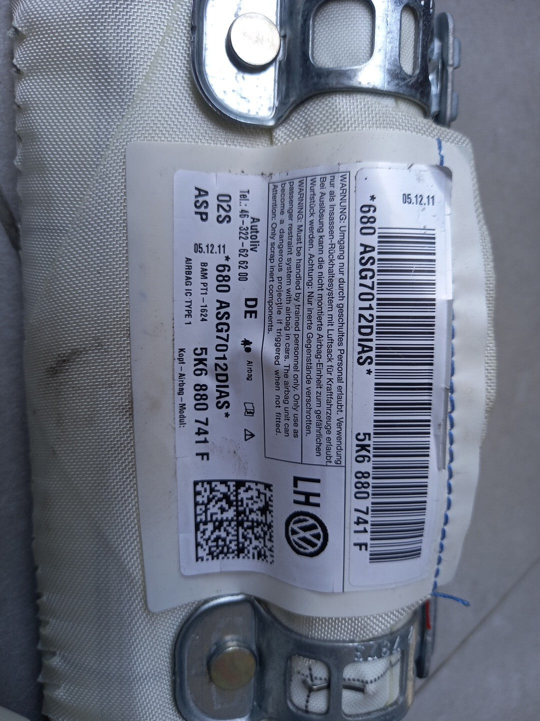 5K6880741F AIRBAG A TENDINA LATERALE SINISTRO VOLKSWAGEN Golf 6