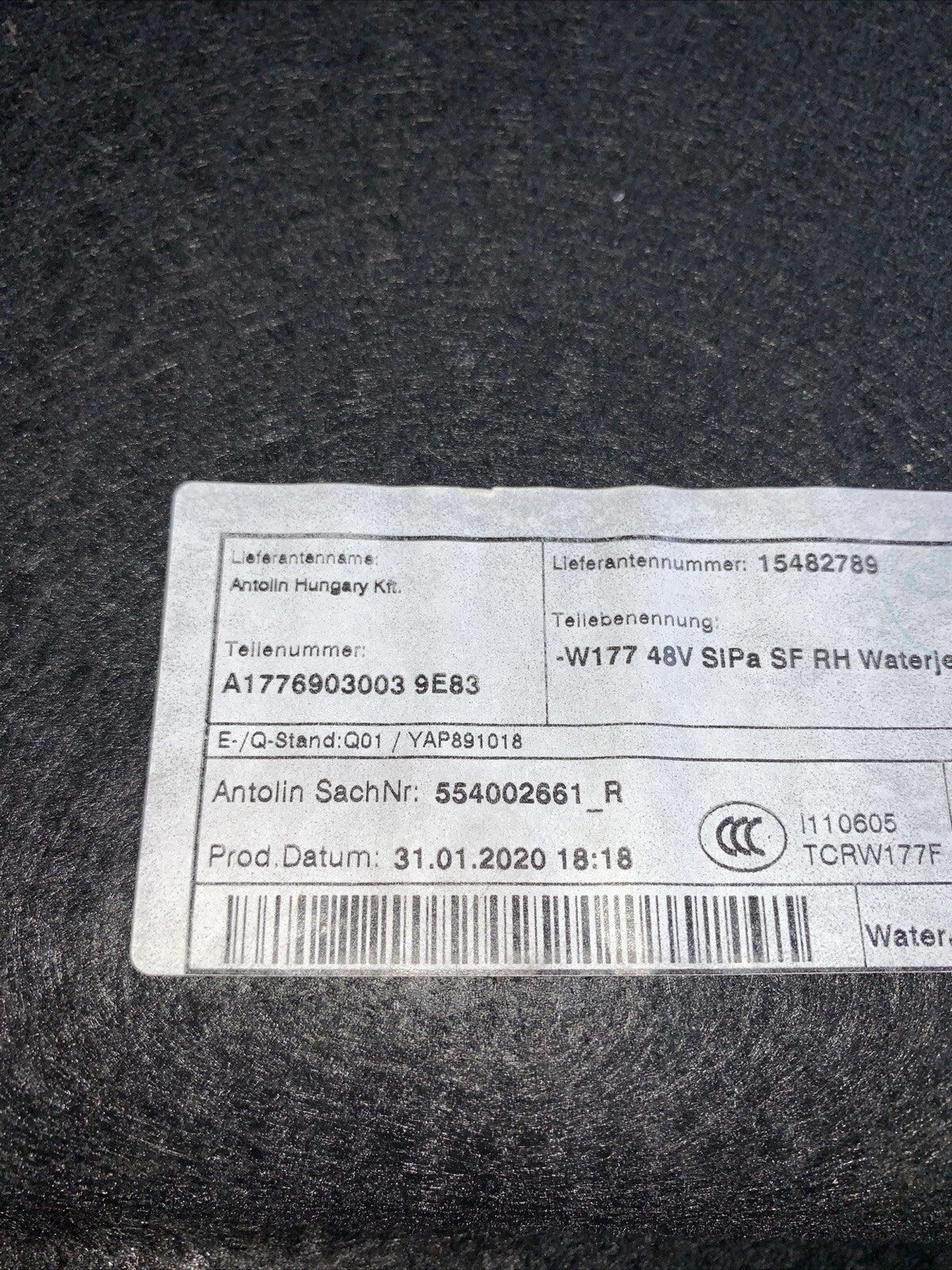 A1776903003 RIVESTIMENTO BAULE POSTERIORE LATO DESTRO MERCEDES CLASSE A W177