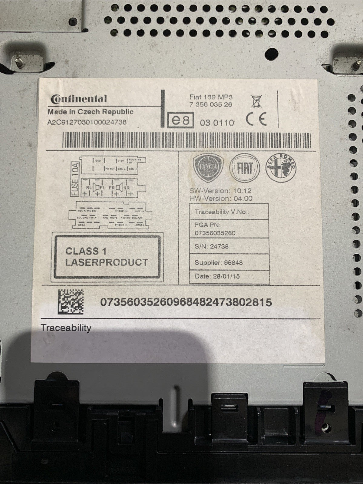 Autoradio Fiat Panda 3 Serie 07356035260
