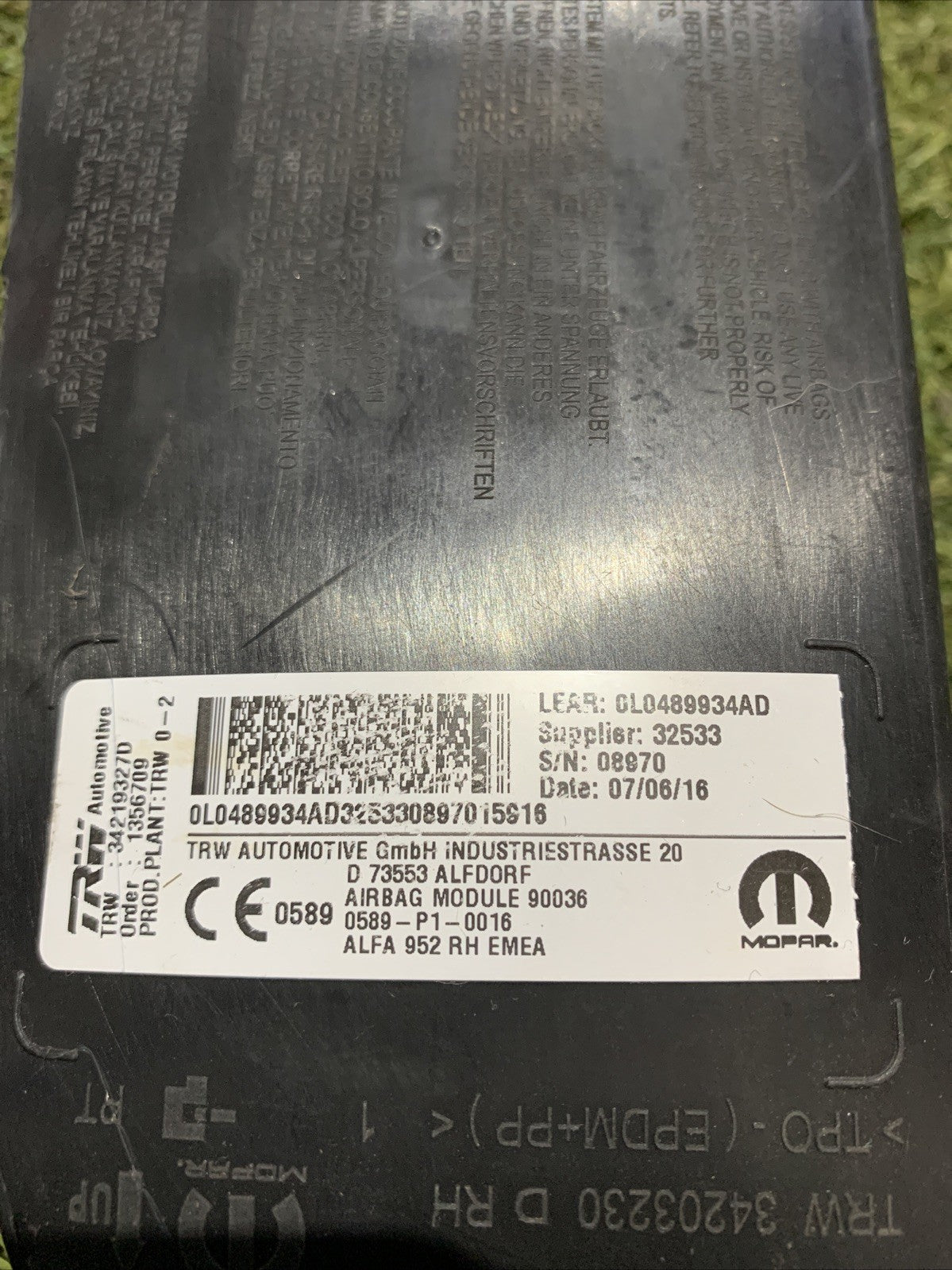AIRBAG SEDILE DESTRO ALFA ROMEO Giulia 0L0489934AD (16)