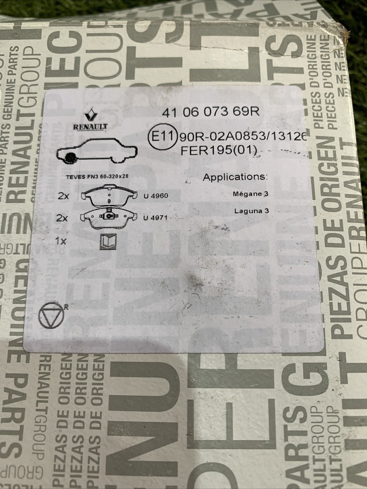 410607369R Pastiglie freno anteriori -ORIGINALE- RENAULT MEGANE III LAGUNA III