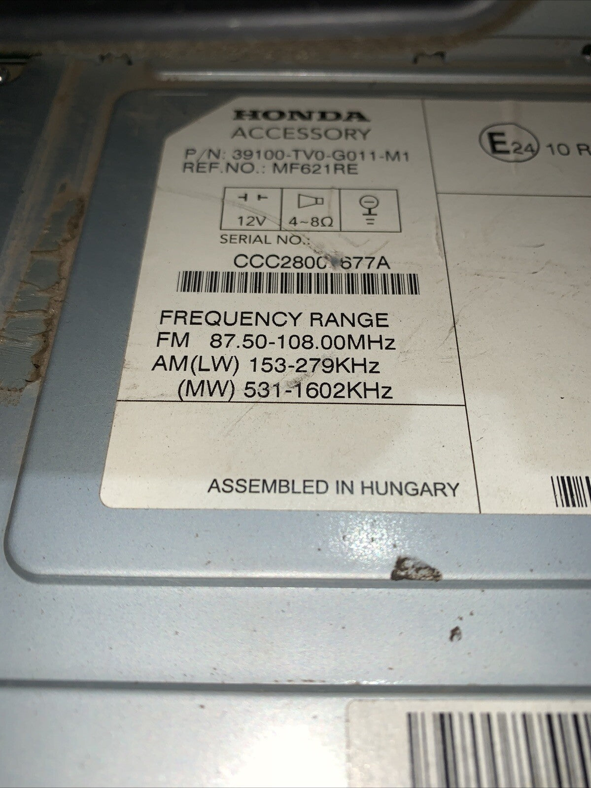 Autoradio Honda Civic 2012 39100-TV0-G011-M1