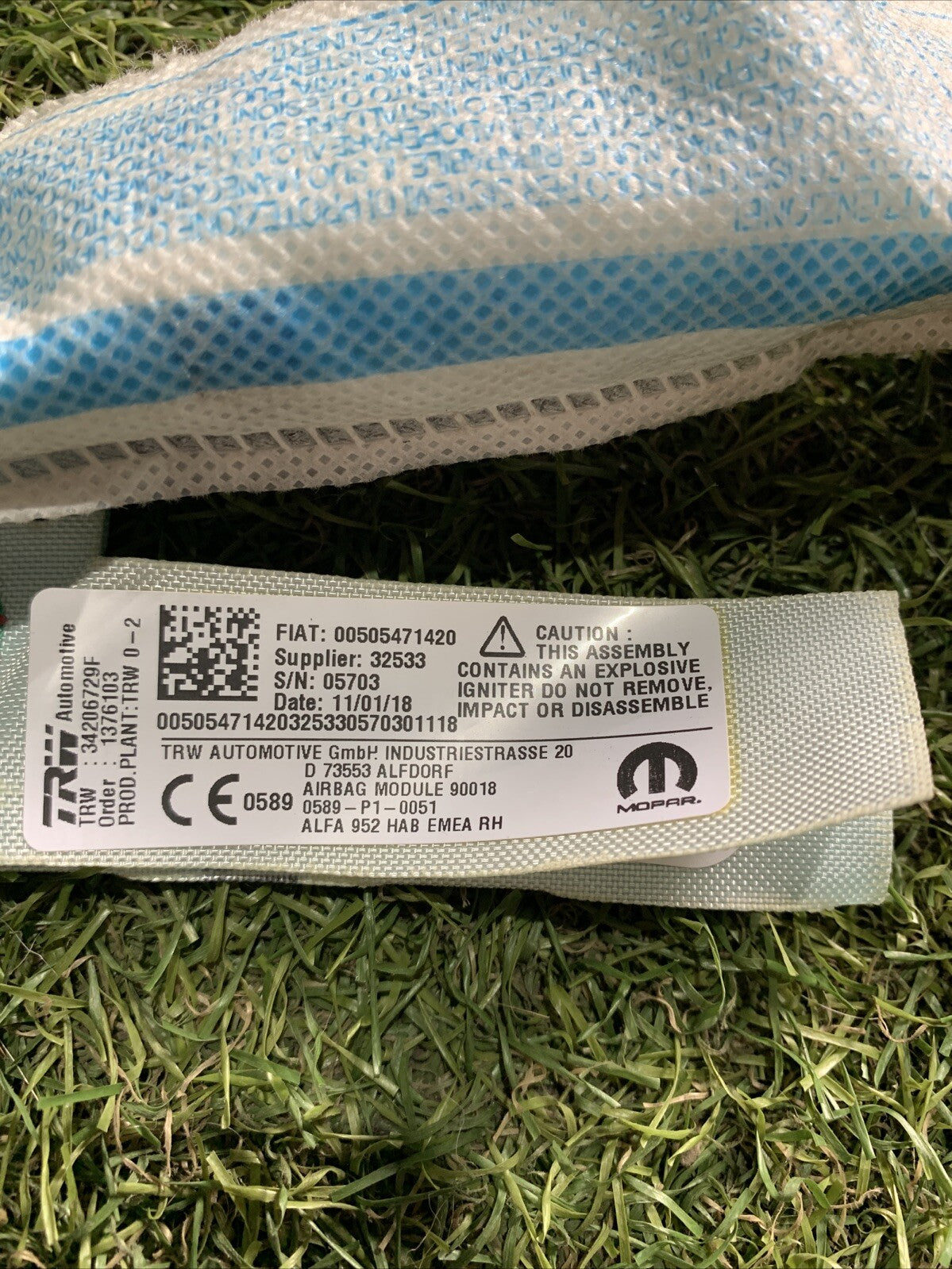 AIRBAG A TENDINA DESTRO DX PER ALFA ROMEO Giulia Serie (952_) 00505471420 (16>)