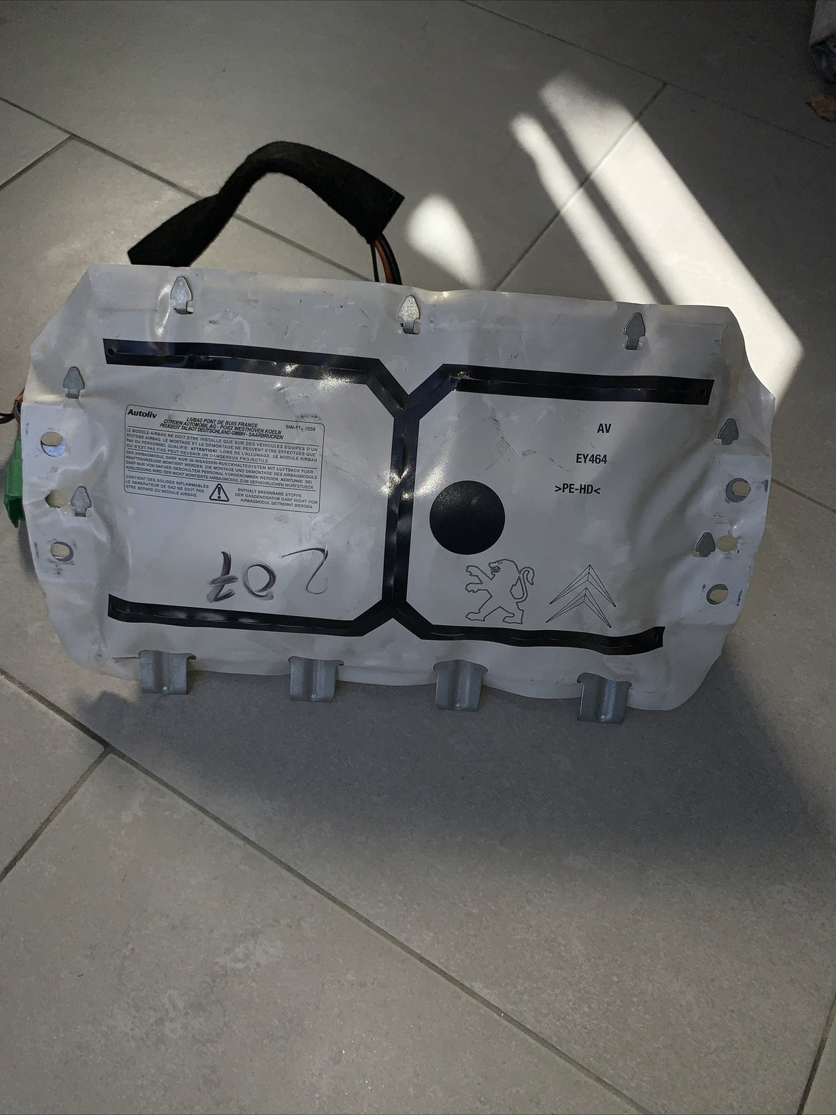 Airbag lato passeggero dx Peugeot 207 dal 2006 al 2015 cod 9650100380