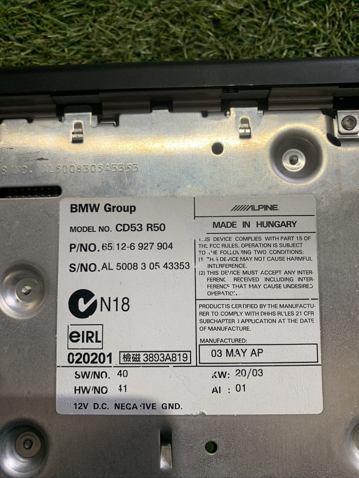 Autoradio Stereo Mini Cooper R50 65126927904