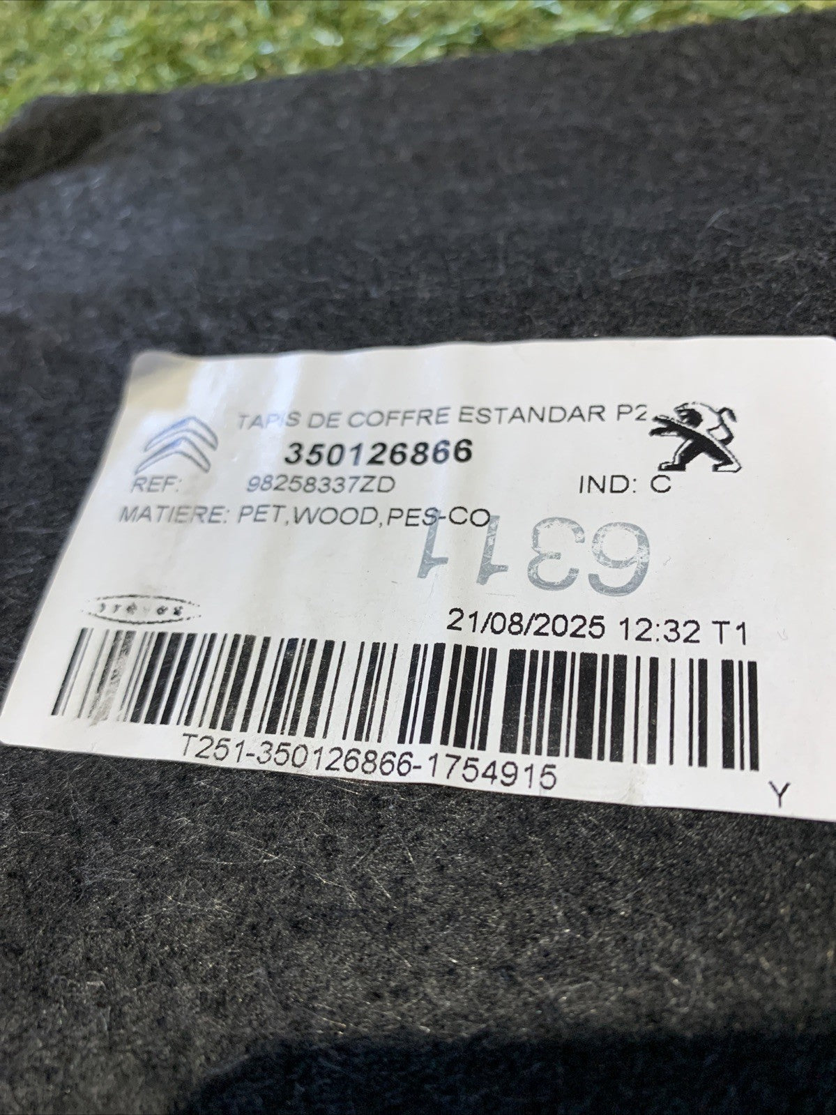 TAPPETO VANO BAULE PER PEUGEOT 2008 Serie 98258337ZD 2025