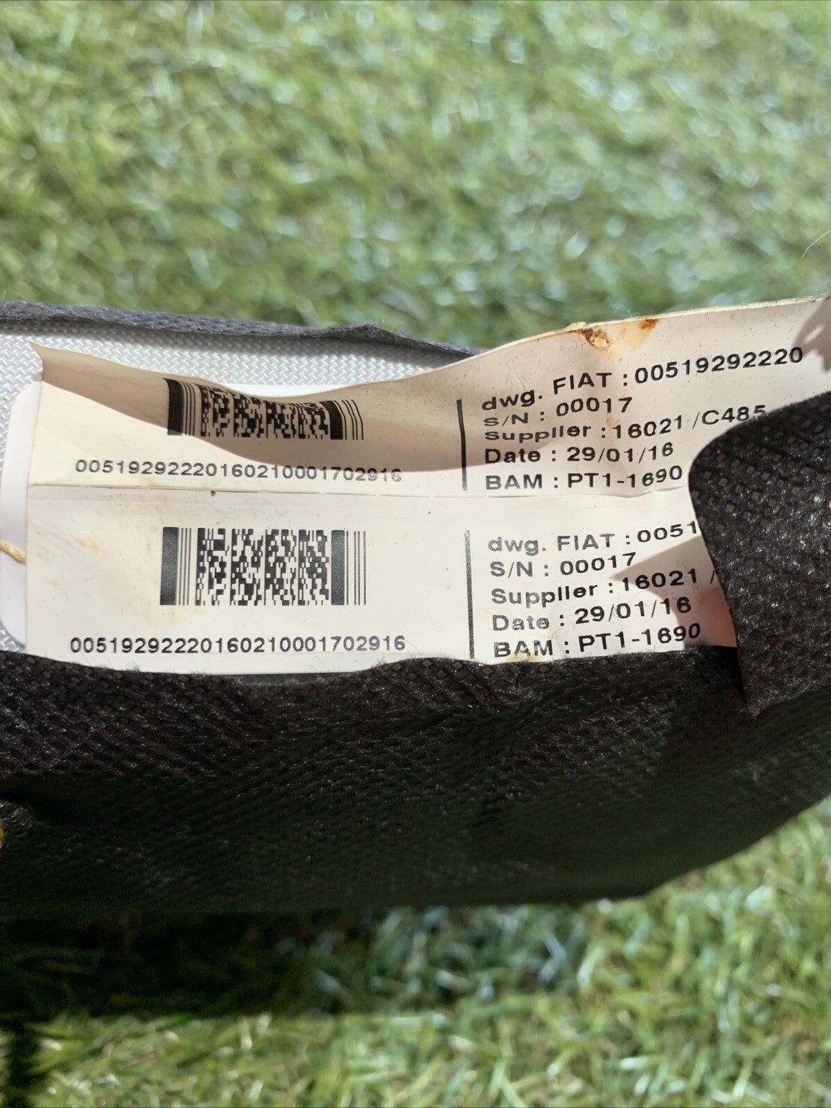 airbag sedile Destro Fiat Panda Anno 2013 Al 2024 Cod 00519292220 Originale 