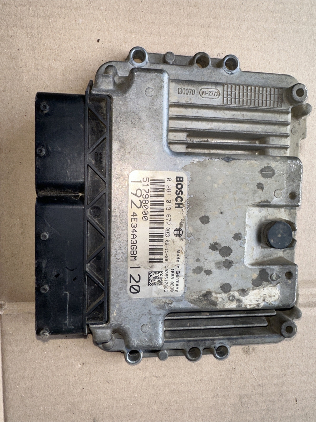 CENTRALINA MOTORE ECU FIAT STILO (2007) 1900 DIESEL / 0281013672 / 51798000