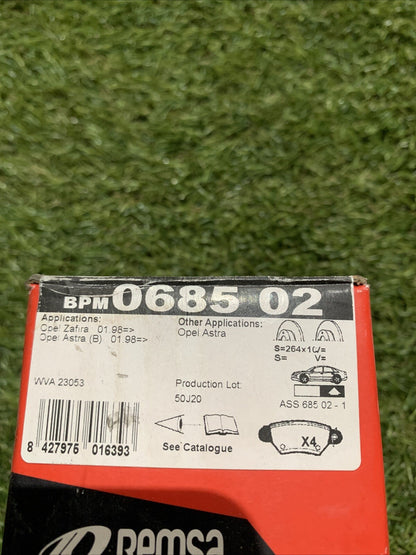 REMSA 0685.02 Pastiglie freno posteriori per Opel Zafira/ Astra