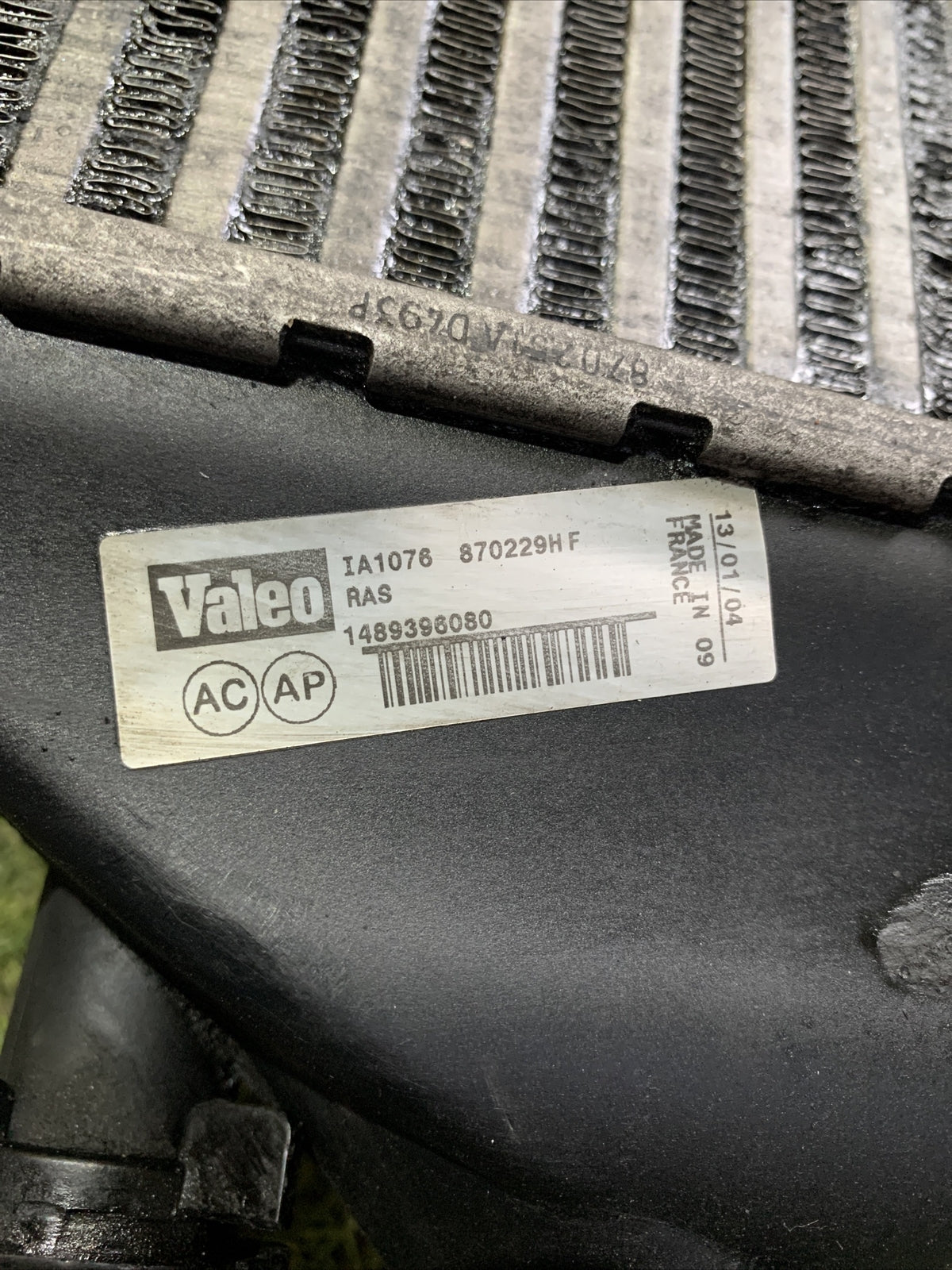 1489396080 RADIATORE INTERCOOLER FIAT SCUDO ULYSSE LANCIA PHEDRA CITROEN C8