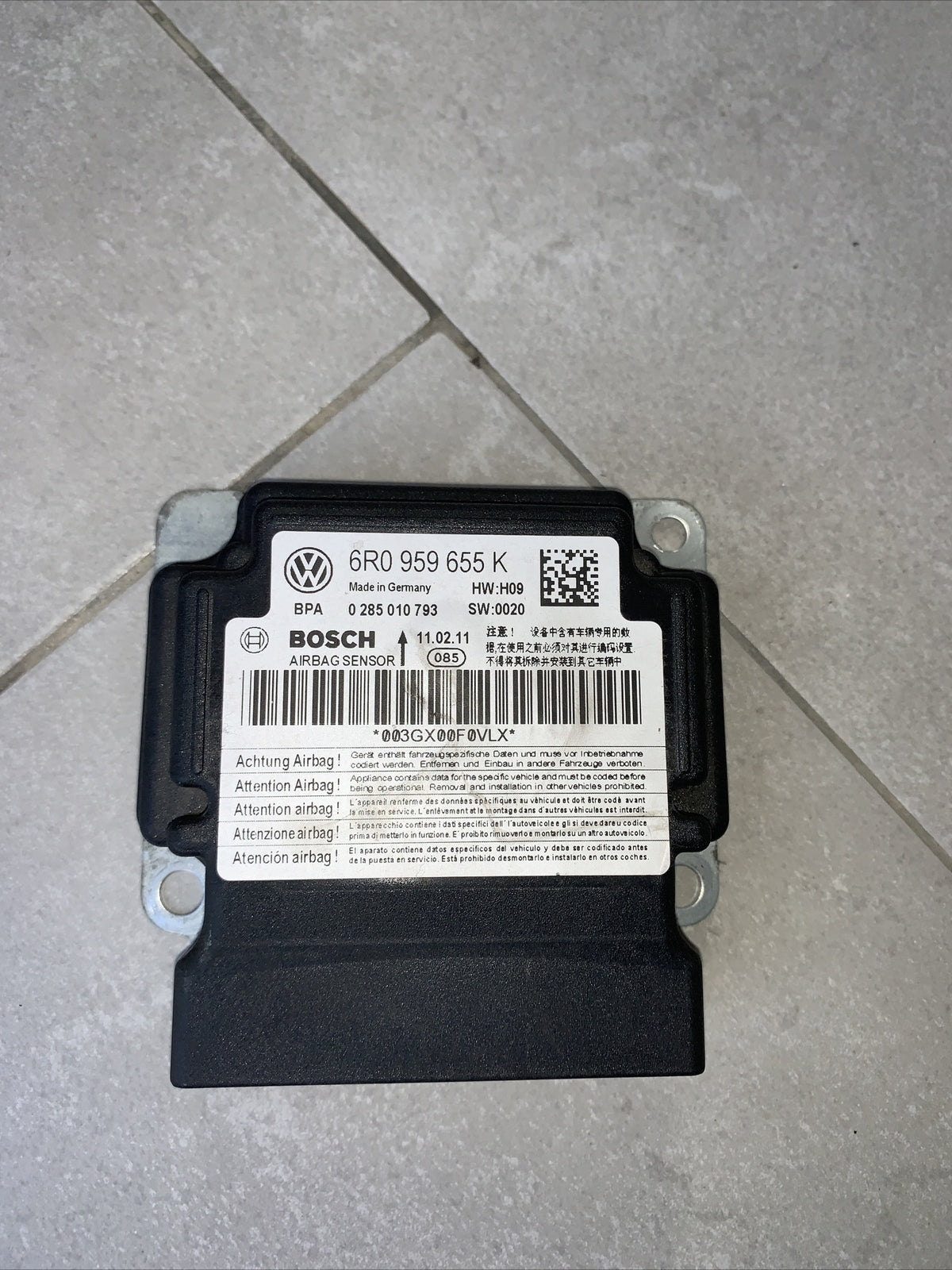 CENTRALINA AIR BAG (DA RICARICARE) VOLKSWAGEN POLO 6R COD: 6R0959655K 0285010793