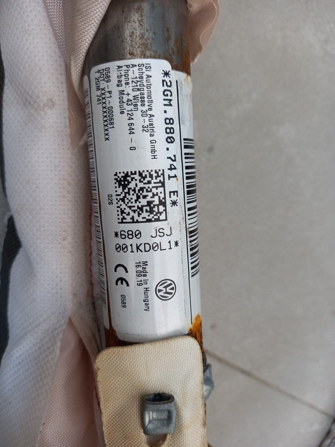 AIRBAG TENDINA LATERALE TETTO VW T CROSS SX COD:JSJ001KD0L1