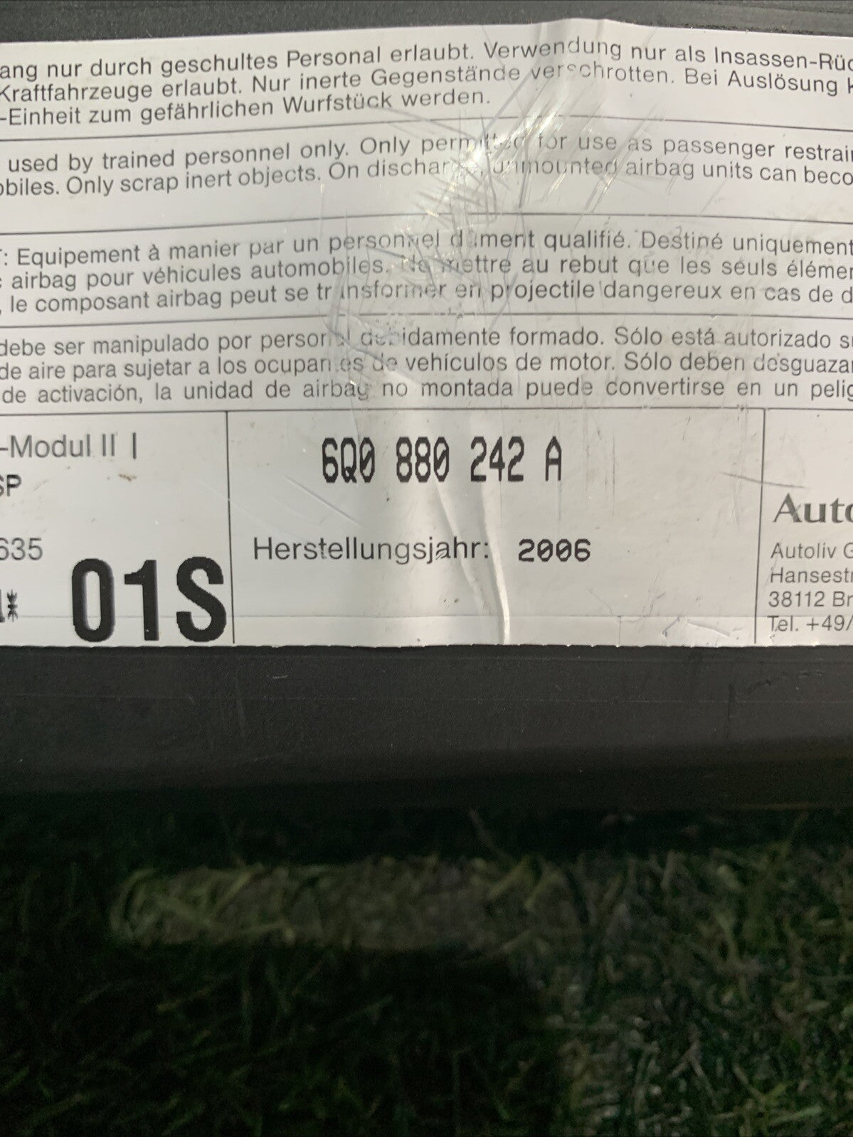 AIRBAG SEDILE ANTERIORE ANT LATO PASSEGGERO DESTRO DX SKODA FABIA 2010 6Q0880242