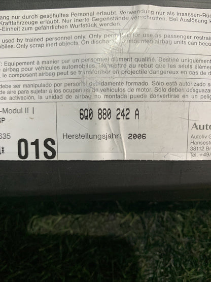 AIRBAG SEDILE ANTERIORE ANT LATO PASSEGGERO DESTRO DX SKODA FABIA 2010 6Q0880242