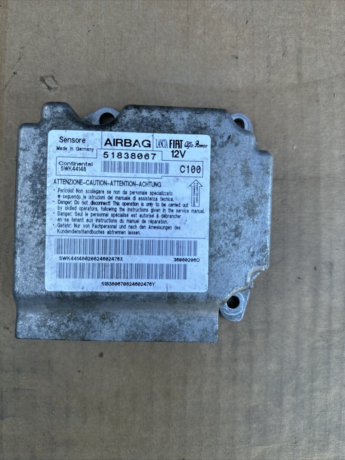 51838067 CENTRALINA SENSORE AIRBAG SRS FIAT GRANDE PUNTO199 CONTINENTAL 5WK44148