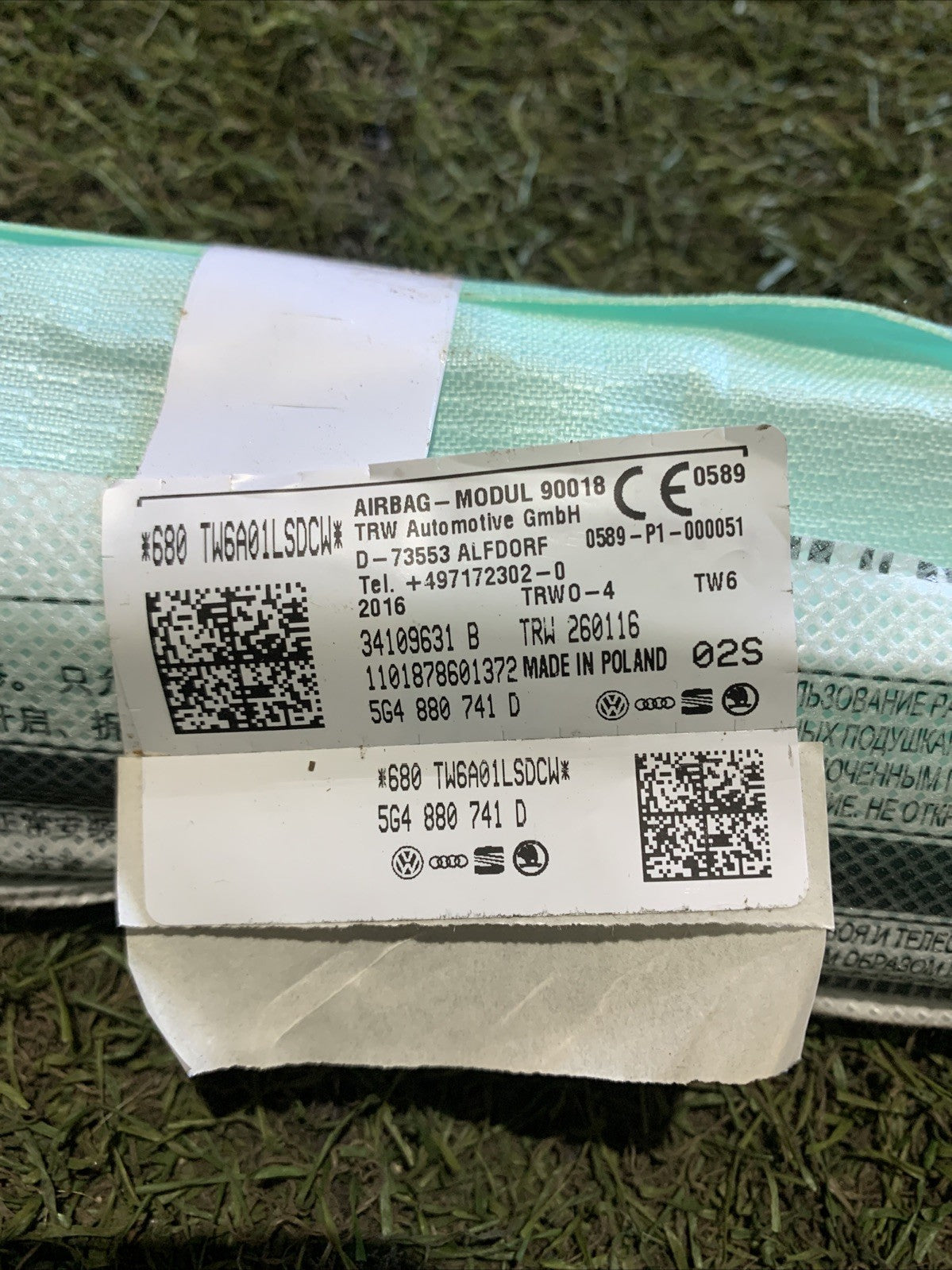 AIRBAG A TENDINA LATO SINISTRO PER VOLKSWAGEN Golf 7 Berlina 5G4880741D