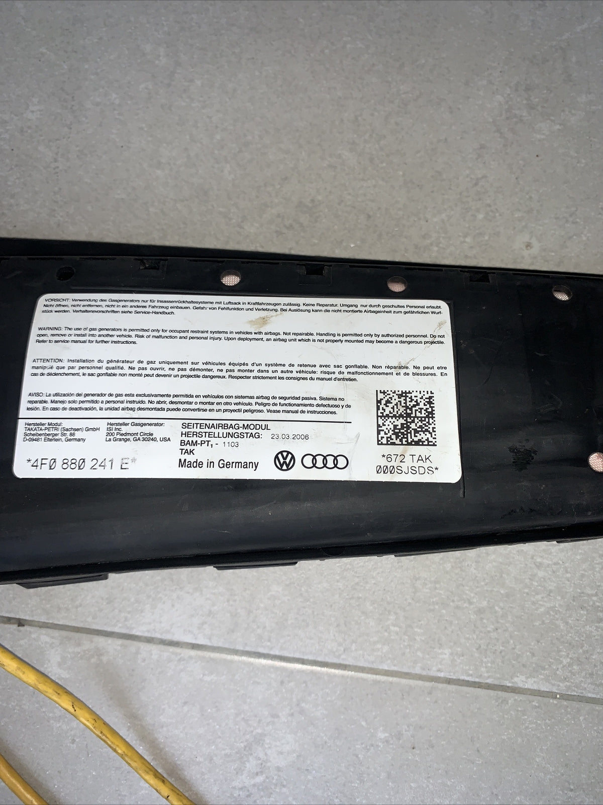 4f0880241e AIRBAG SEDILE SINISTRO LATO GUIDA AUDI A6 Avant Serie C6