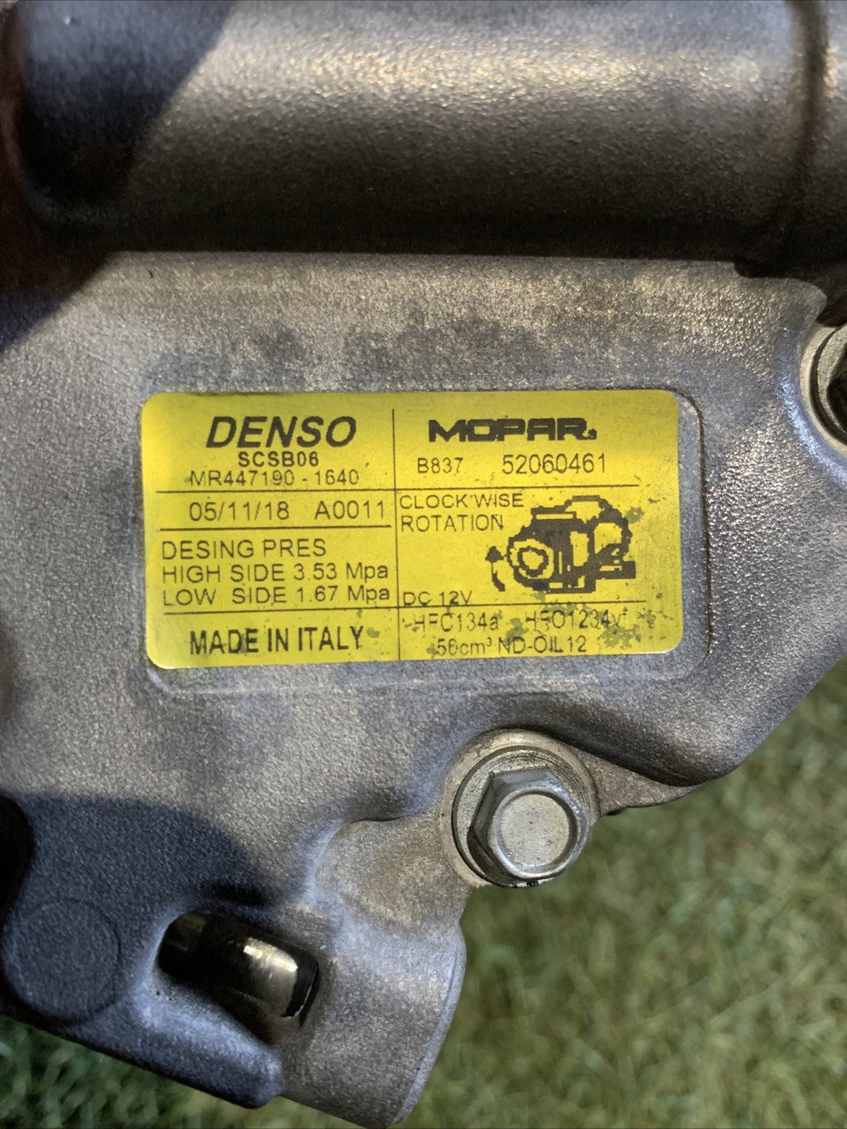 COMPRESSORE AC ARIA CONDIZIONATA FIAT NEW PANDA 312 319 52060461 1.2 B (2)