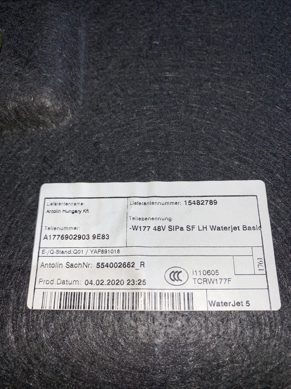 A1776902903 RIVESTIMENTO BAULE POSTERIORE LATO SINISTRA MERCEDES CLASSE A W177