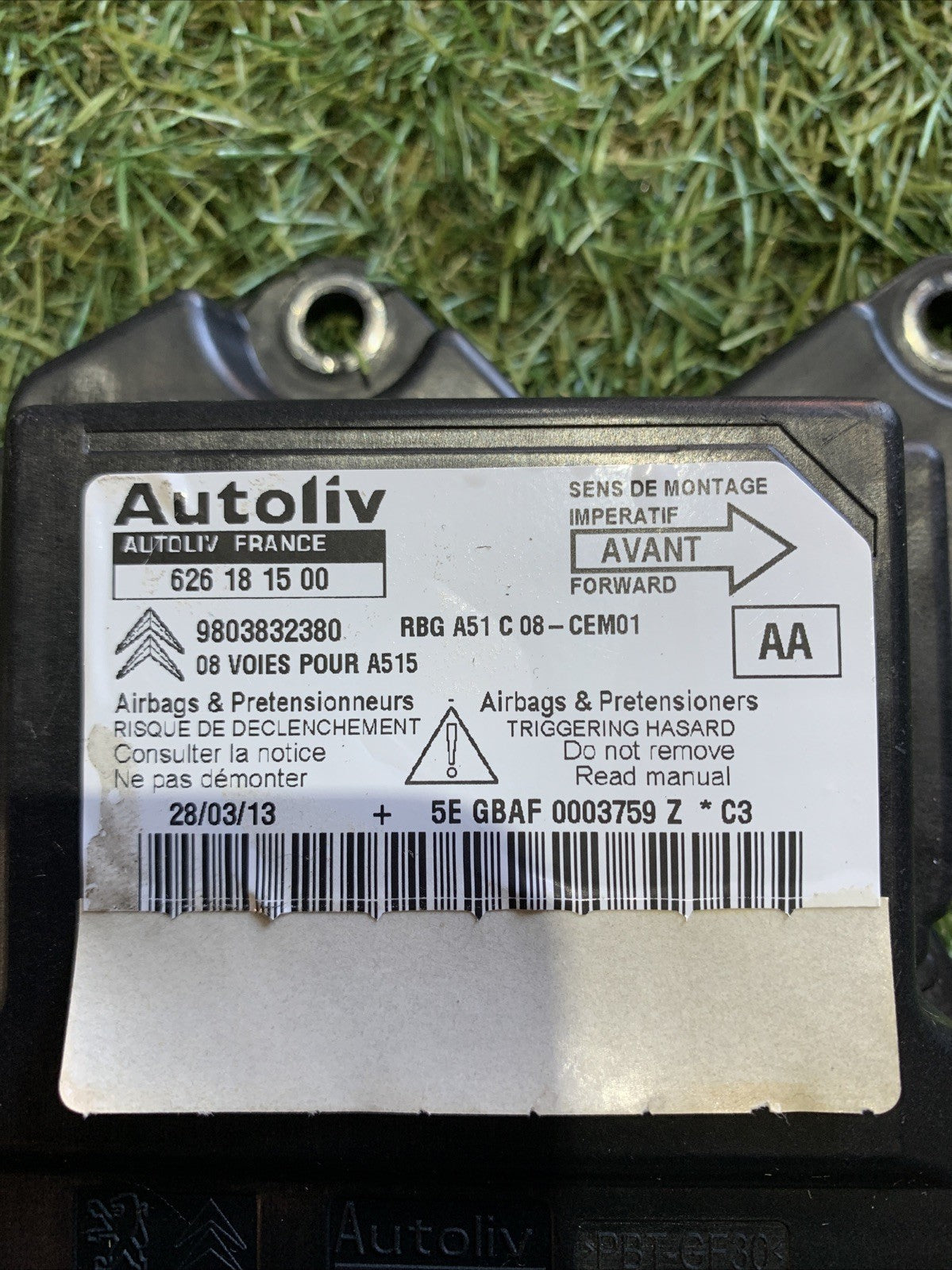 Centralina Airbag Citroen C3 2013 1.0 Benzina 9803832380