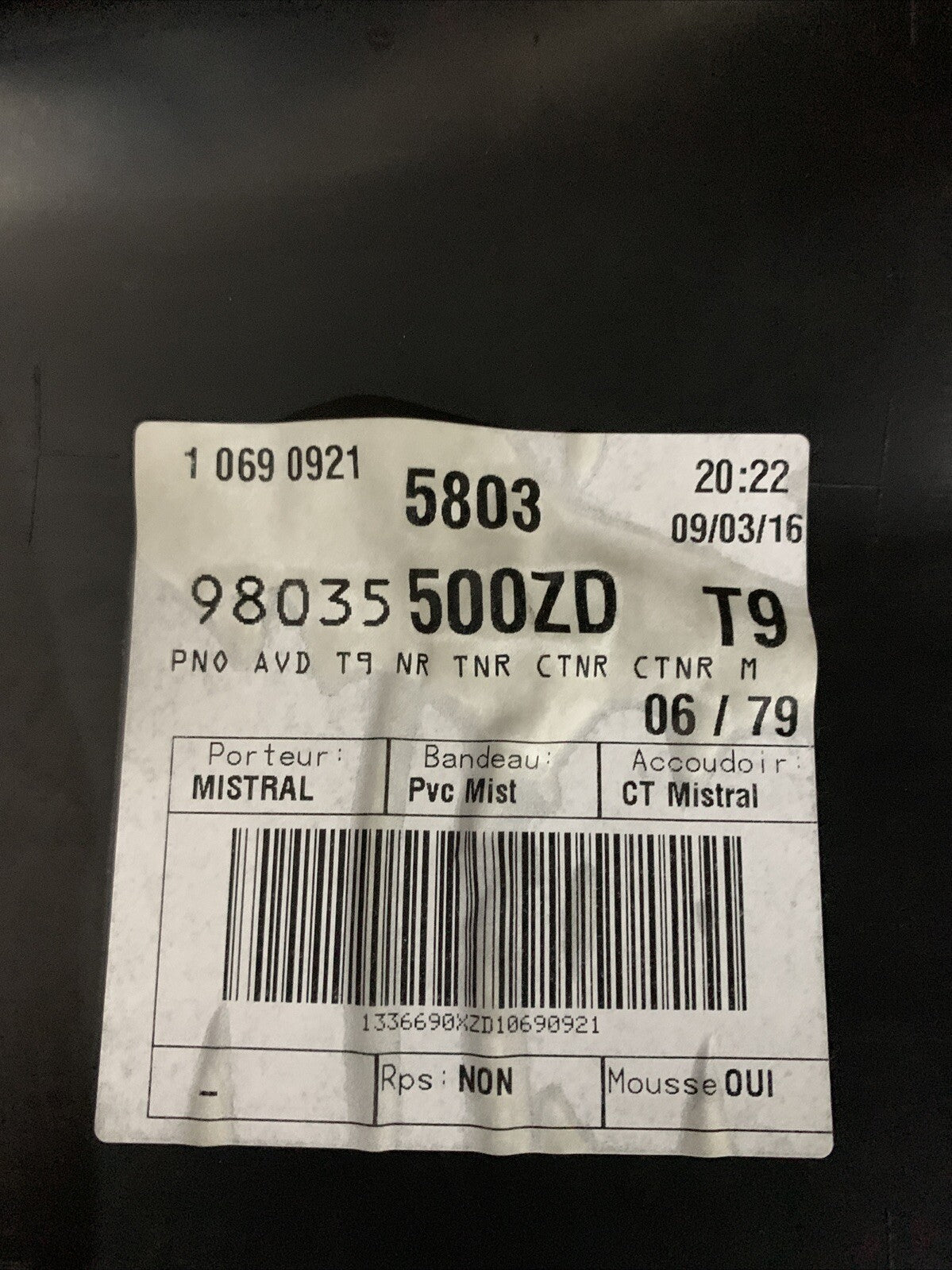 Pannello Interno Porta Anteriore Destra Peugeot 308 2016 98035500ZD