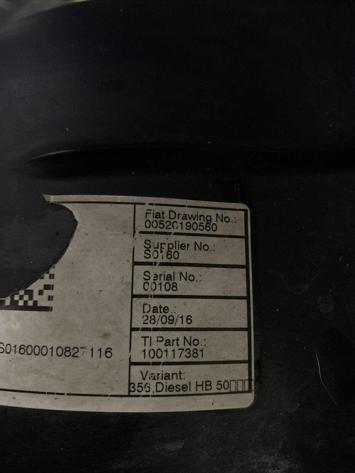 Serbatoio Carburante Fiat Tipo 2016 1.6 Diesel 00520190560