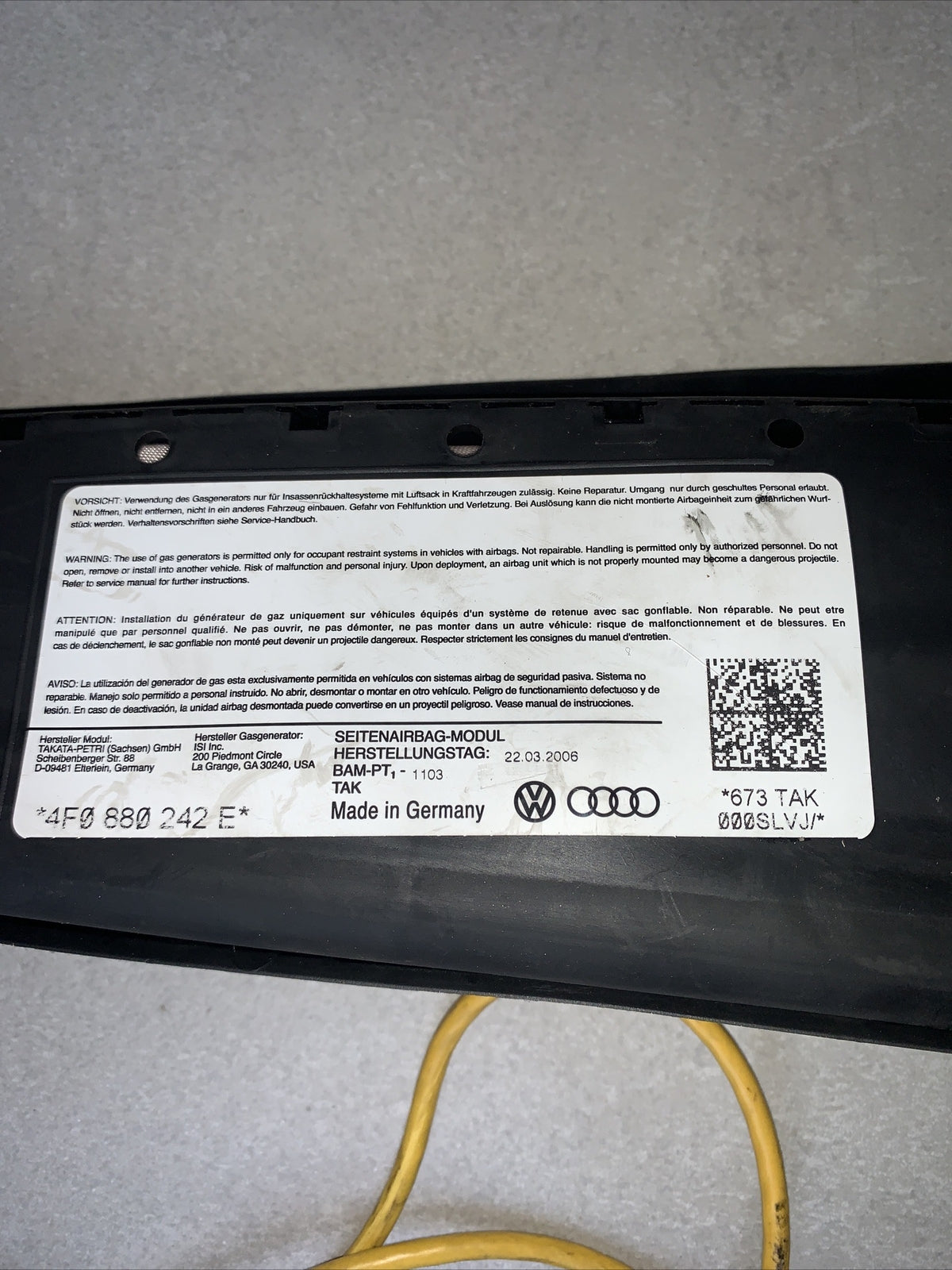 Airbag Laterale Sedile Destro Audi A6 C6 2006 4F0880242E