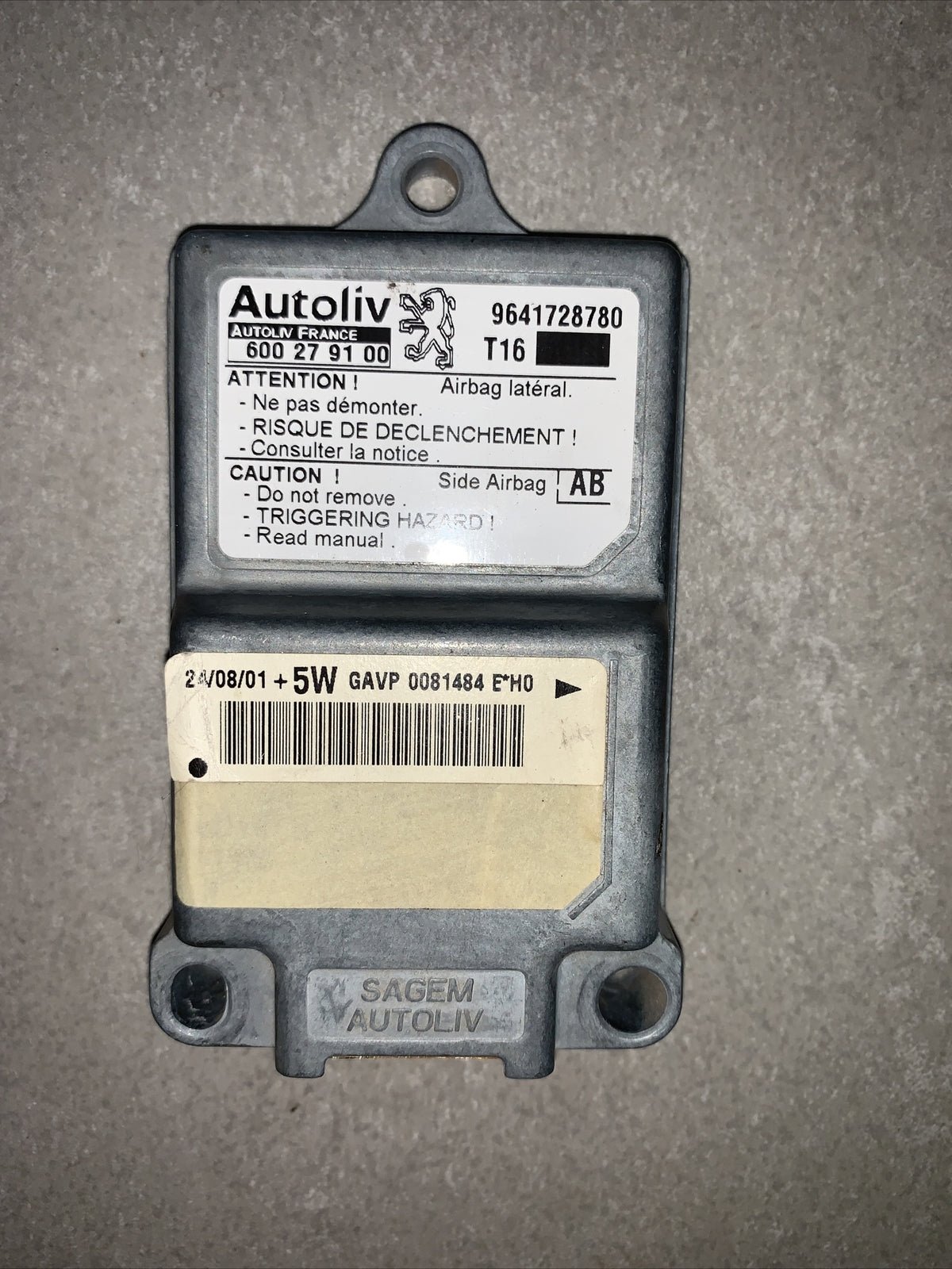 CENTRALINA AIRBAG PEUGEOT 206 COD:9641728780