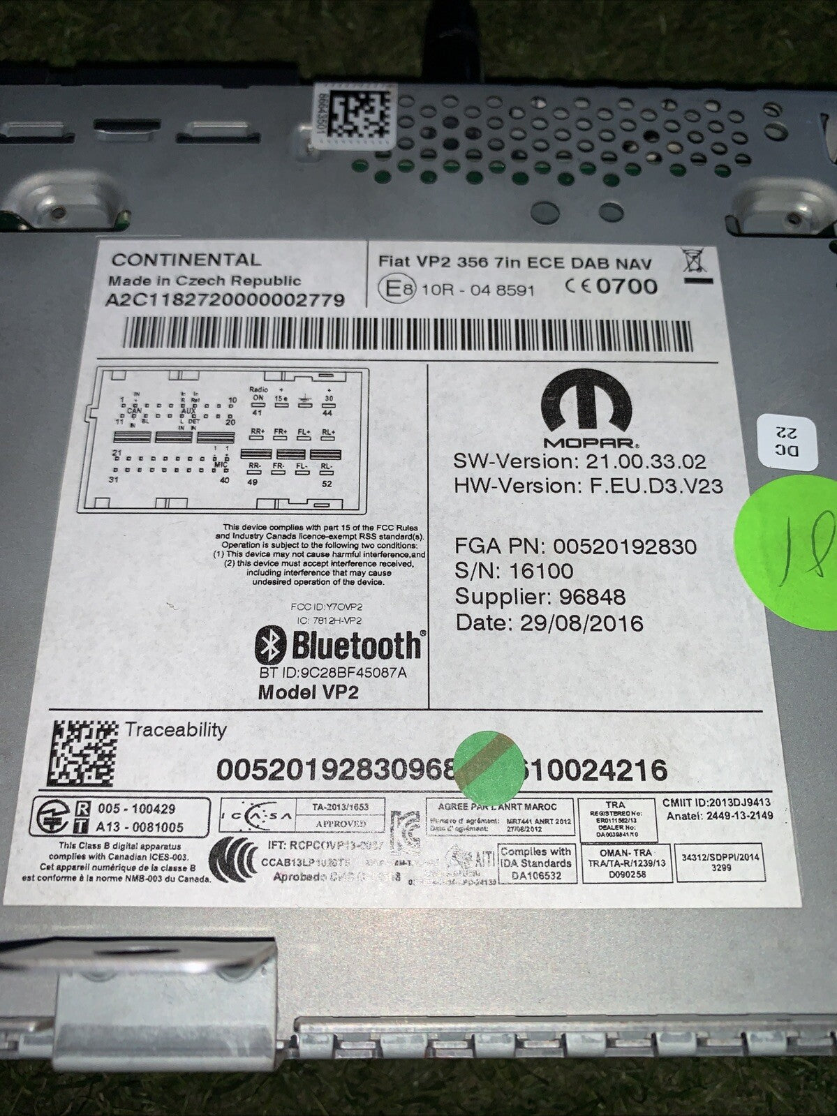 FIAT TIPO 2015-20 AUTORADIO NAVIGATORE GPS DAB 00520192830