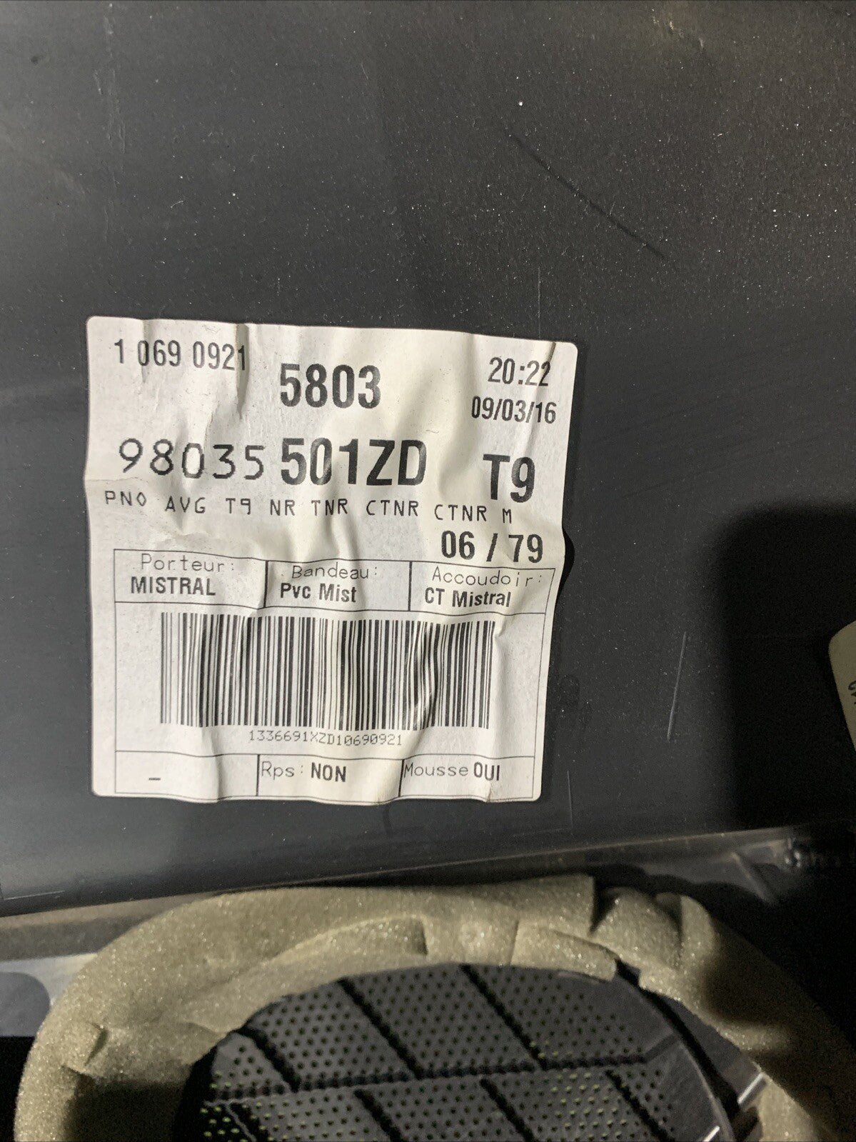 Pannello Interno Portiera Anteriore Sinistra Peugeot 308 2016 98035501ZD