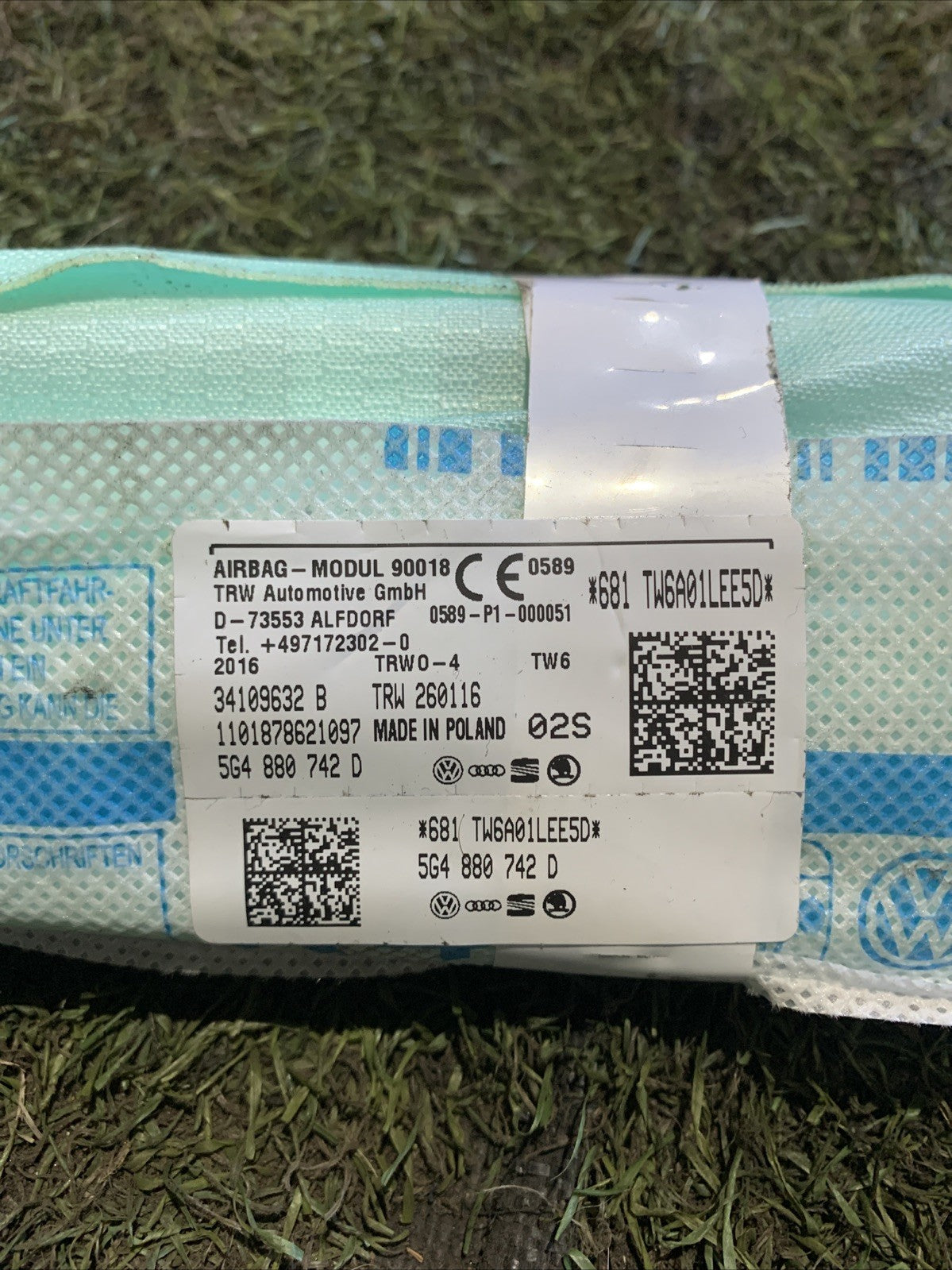 AIRBAG A TENDINA LATERALE DESTRA PER VOLKSWAGEN Golf 7 Berlina 5G4880742D