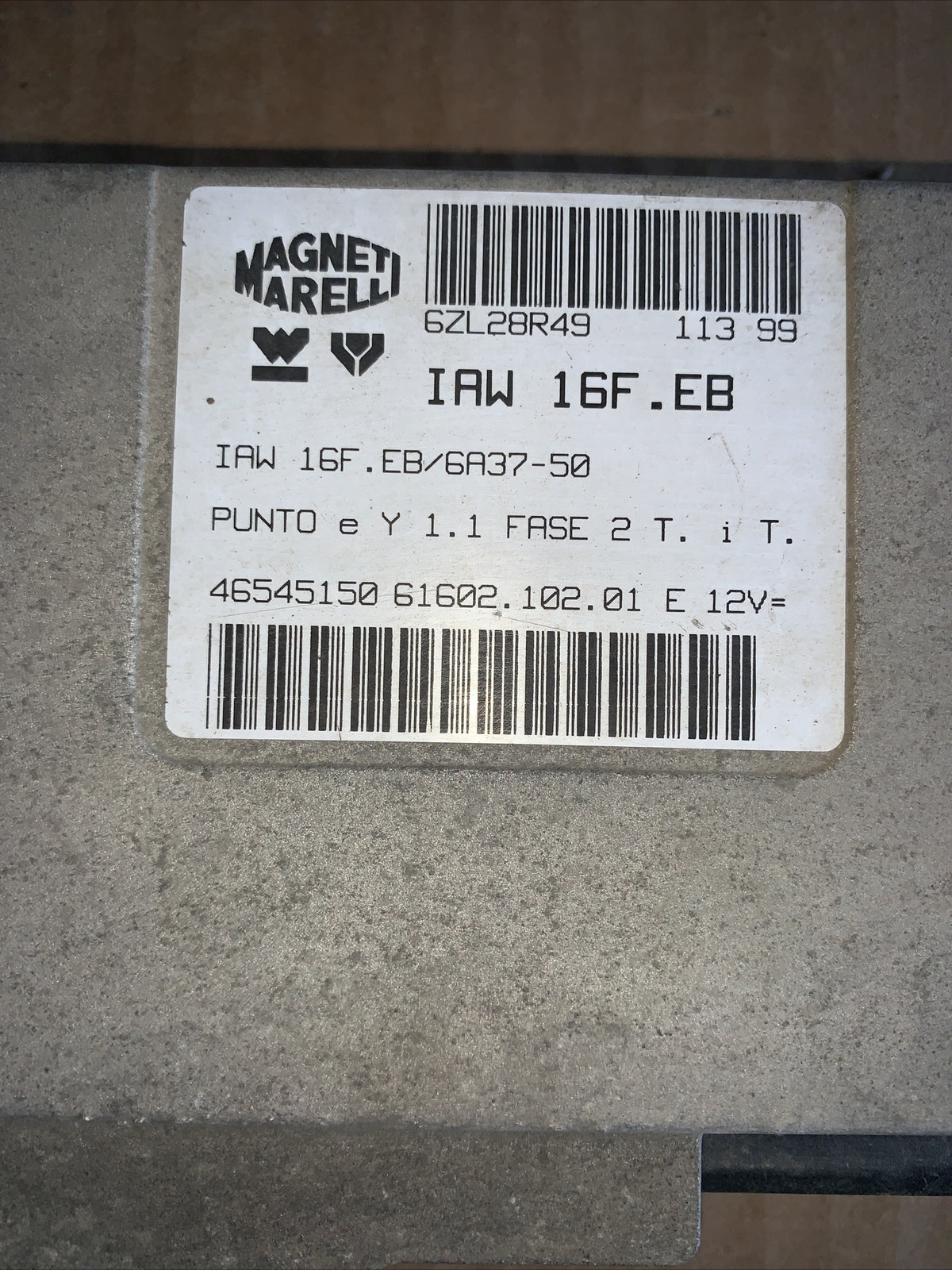 FIAT PUNTO E YPSILON Y CENTRALINA MOTORE 46545150 IAM16FEB RICAMBIO AUTO 