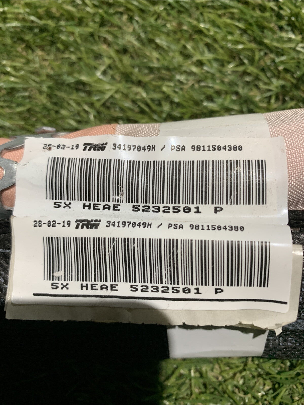 9811504380  AIRBAG A TENDINA LATO  DESTRO PEUGEOT 3008 ANNO 2019