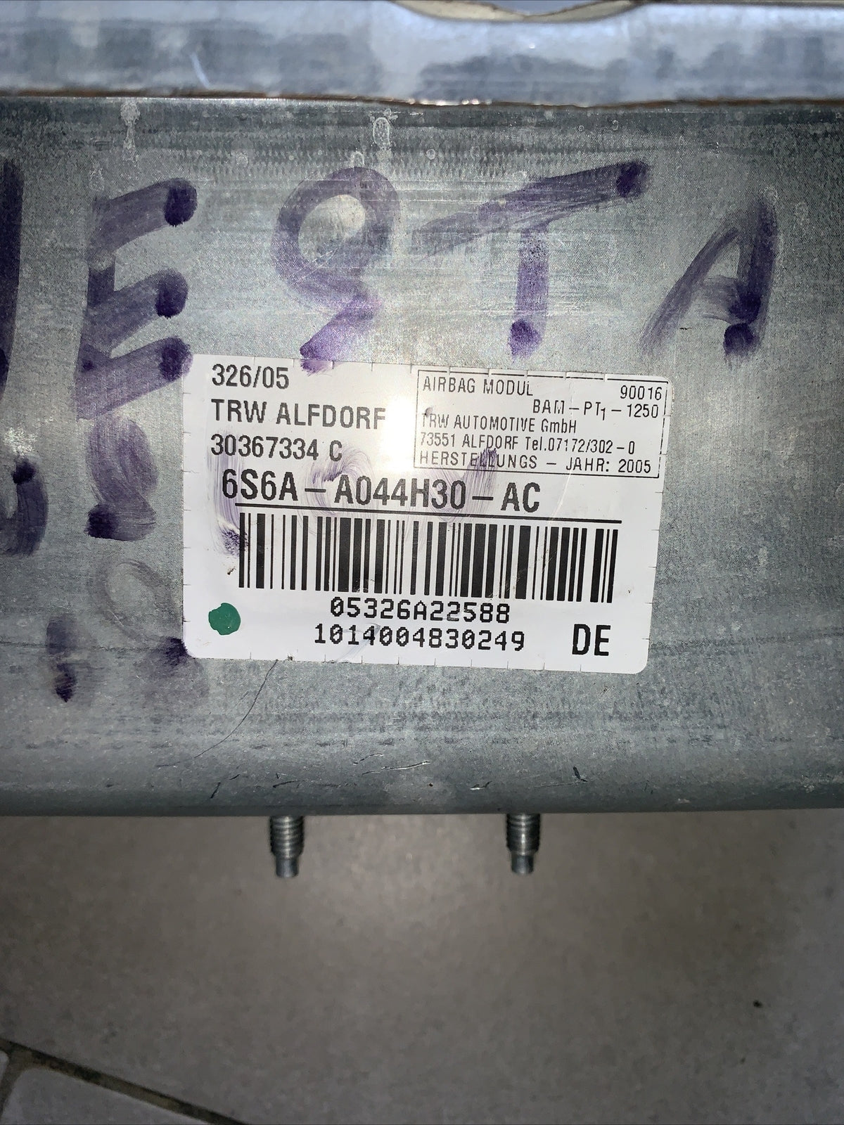 AIRBAG LATO PASSEGGERO FORD FIESTA V 2007 COD:6S6A-A044H30-AC