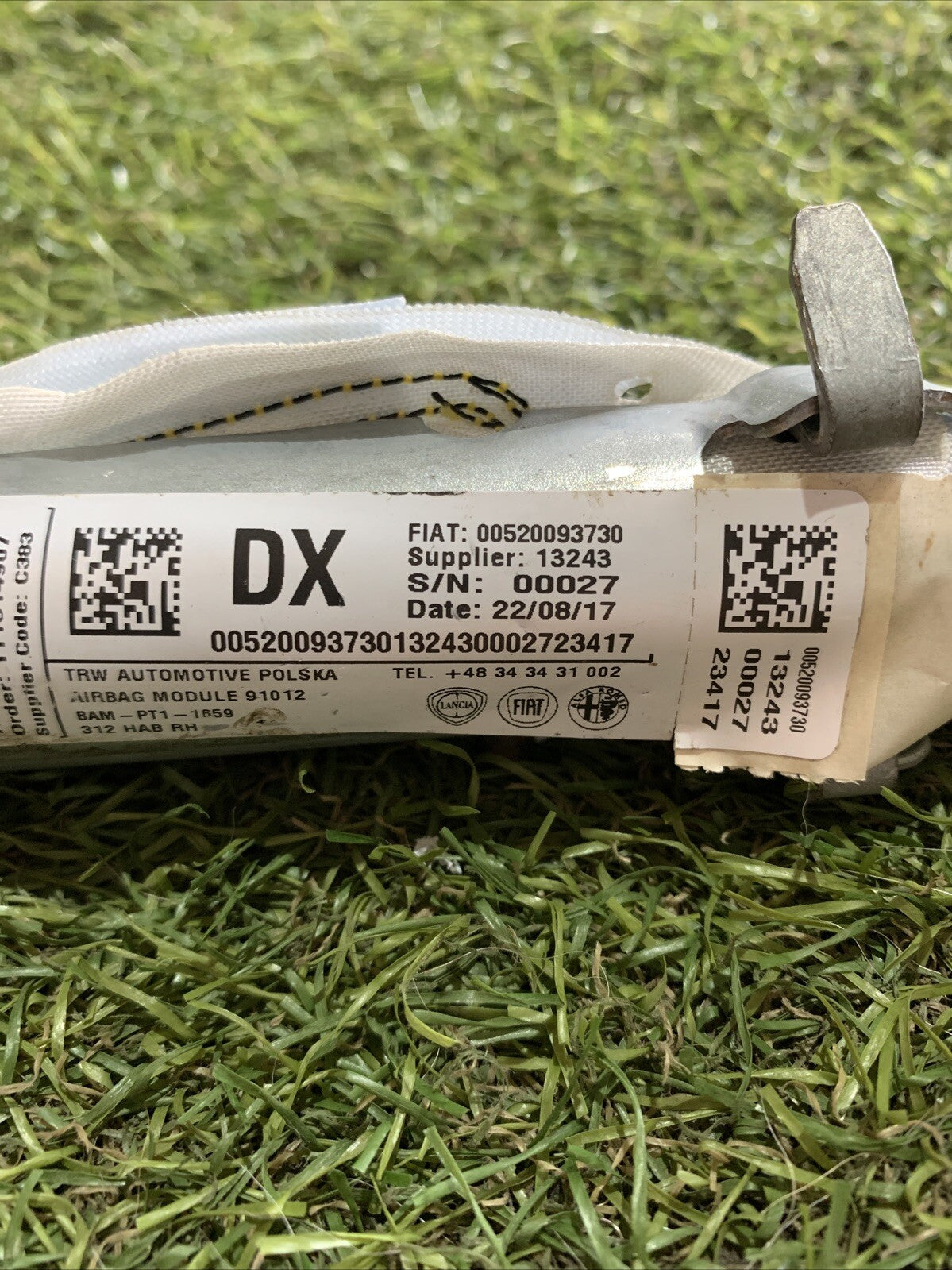 AIRBAG A TENDINA DESTRO DX PER FIAT 500 Serie 00520093730 (07>14)