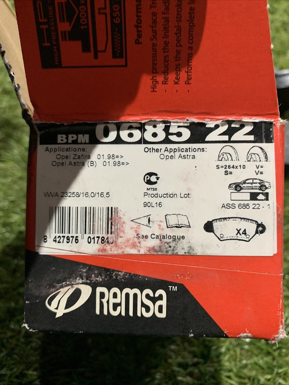 Pastiglie Freno Remsa Posteriori per Opel Astra e Zafira - 0685.22