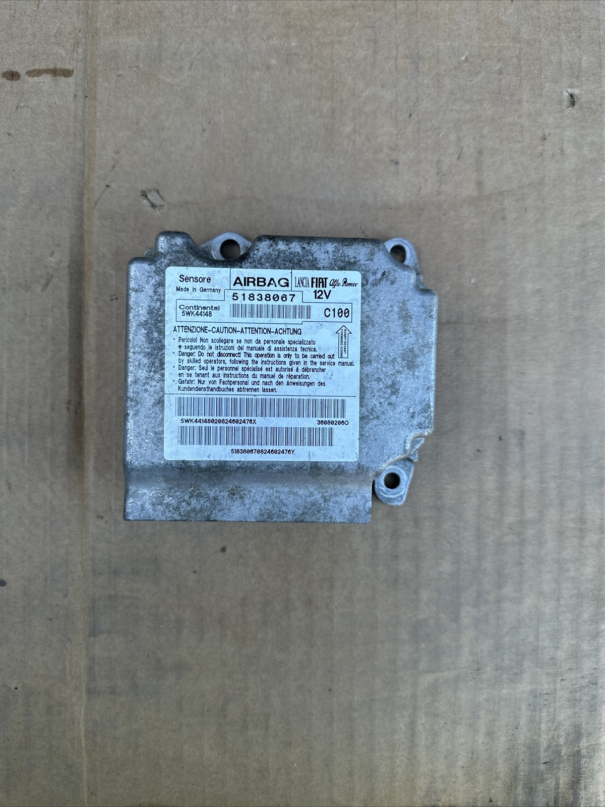 51838067 CENTRALINA SENSORE AIRBAG SRS FIAT GRANDE PUNTO199 CONTINENTAL 5WK44148