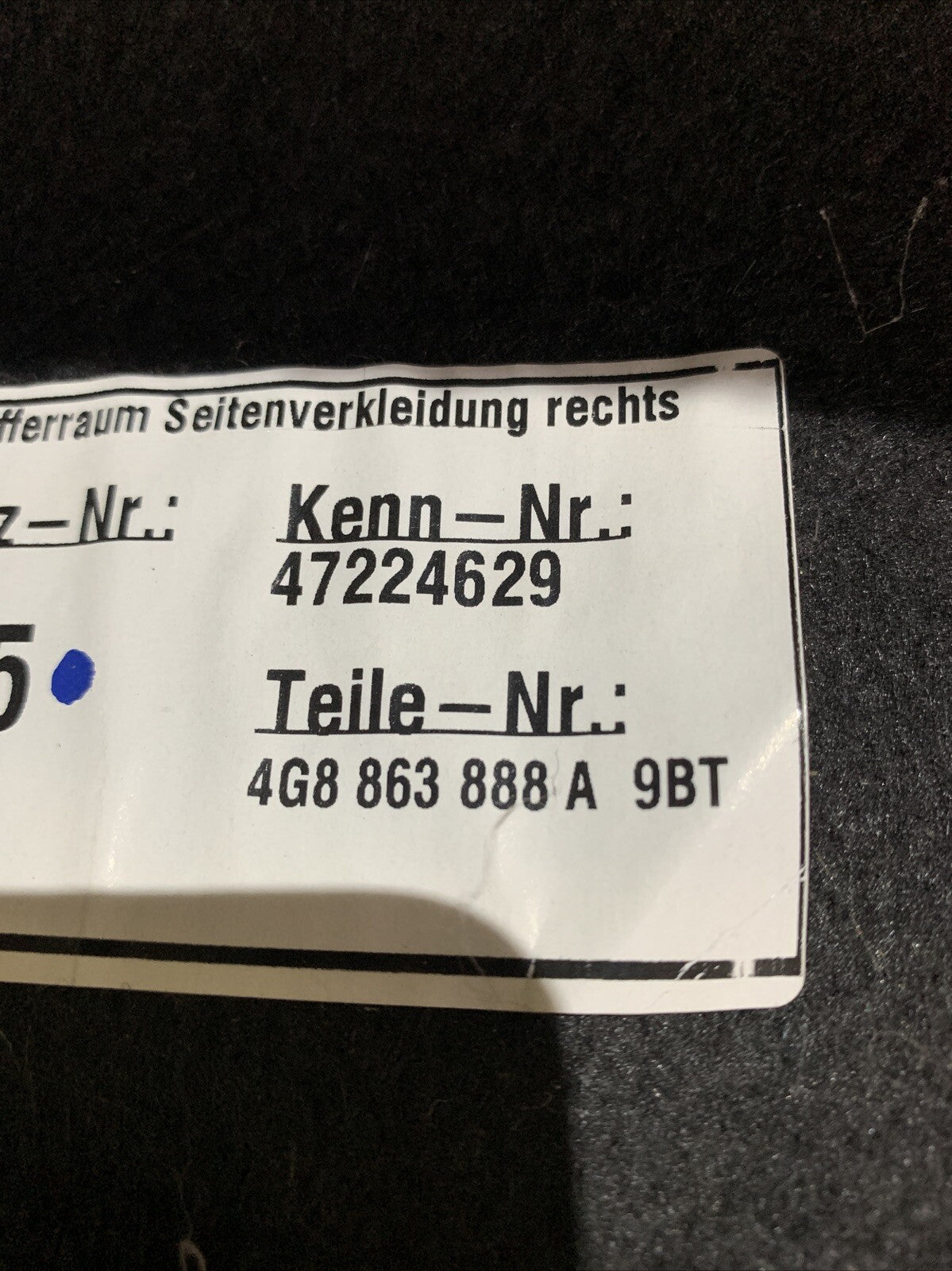 Rivestimento Posteriore Lato Destro Baule 4G8863888A AUDI A7 RS7 C7 4G