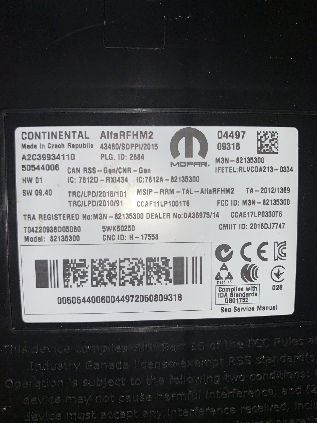 50544006 CENTRALINA MODULO DI CONTROLLO ALFA ROMEO STELVIO