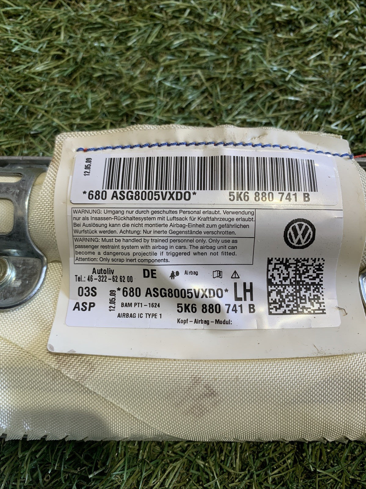 AIRBAG A TENDINA SINISTRA PER VOLKSWAGEN Golf 6 Berlina 5K6880741B (08-12)
