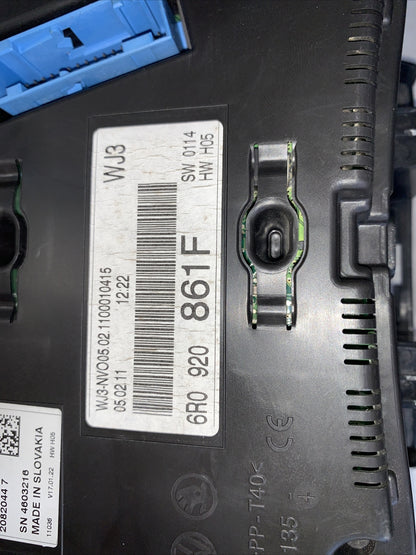 6r0920861f QUADRO STRUMENTI VOLKSWAGEN Polo 5° Serie Diesel (2011)