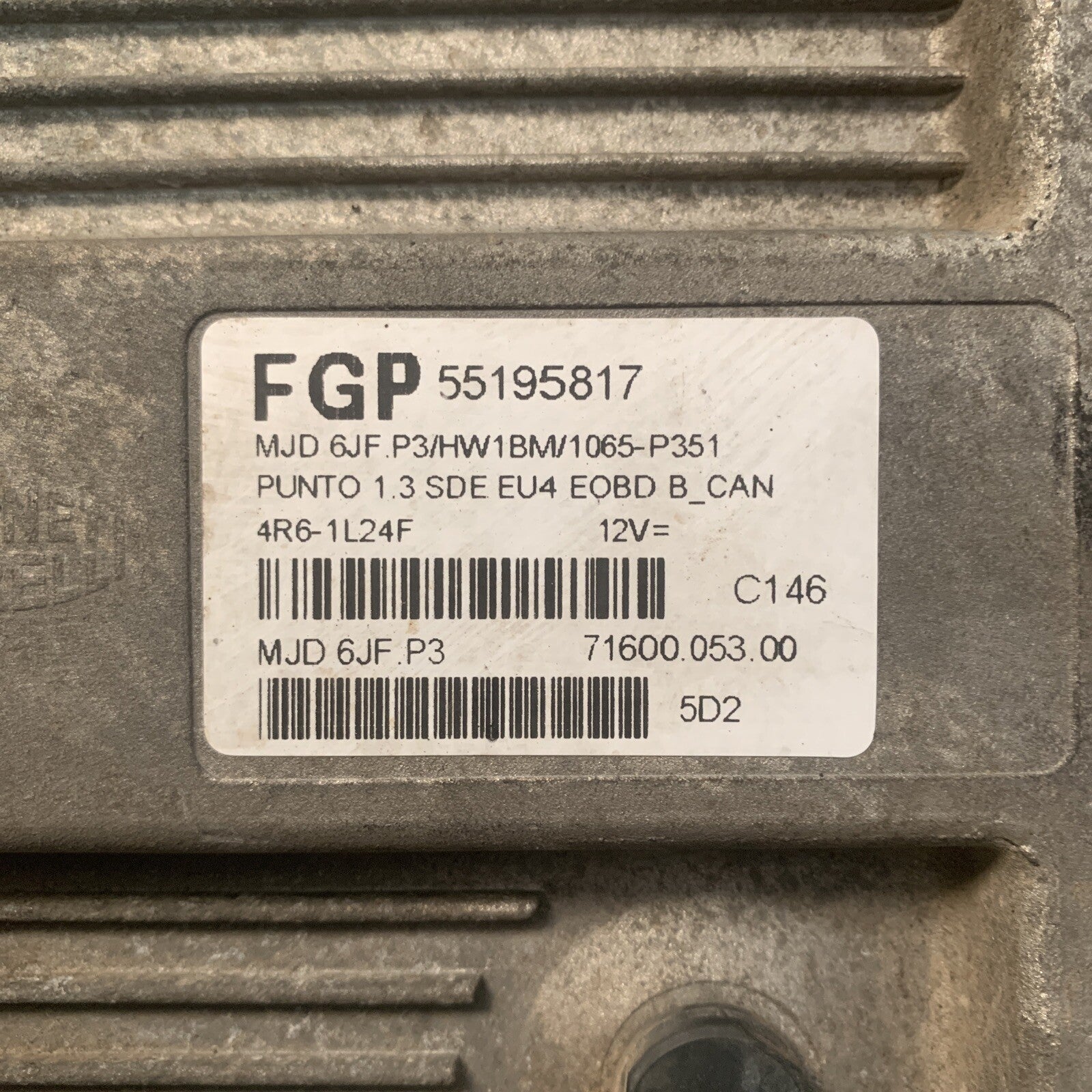 55195817 CENTRALINA MOTORE FIAT PUNTO (188) 1.3 MTJ 70CV (2003\2010)